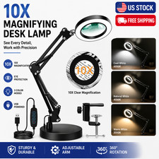 10X Magnifying Glass Desk Light Magnifier LED Lamp Reading Lamp Base Clamp US