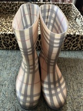 Burberry Nova Check Kids Rain Boots Waterproof Plaid Size 12.5 US / 31 EU