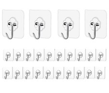 Adhesive Hooks Kitchen Wall Hooks - 24 Packs Heavy Duty 24lb Max Nail Free Tran