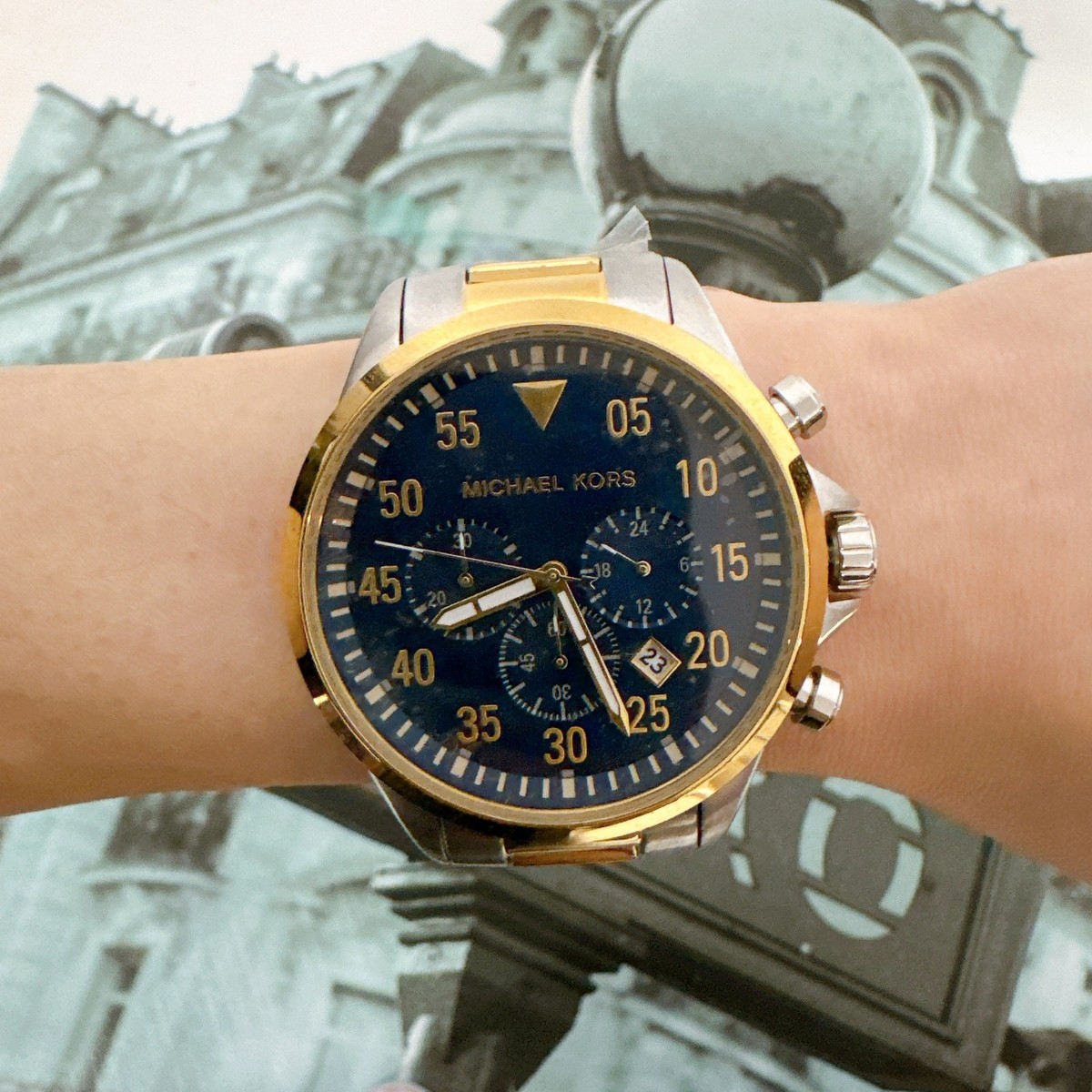 Michael Kors MK8862 Thompkins Two Tone Chronograph Men's Watch | eBay