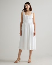 Quince Women 100% European Linen Corset Midi Dress White M