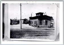 Vtg B&W Snapshot Public Service Railway Harrison Carhouse Storage Yard 1971