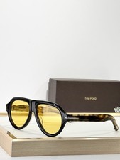 Tom Ford FT1225 ICON sunglasses Shiny Black Frame /Yellow Lenses 59mm New