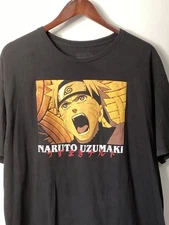 Naruto Shippuden Collection Uzumaki Short Sleeve Shirt Black Size 2XL (50-52)
