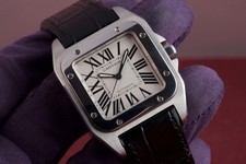2016 Cartier Santos 100 W20106X8 Ref 2878 Medium With Papers And Extra Strap
