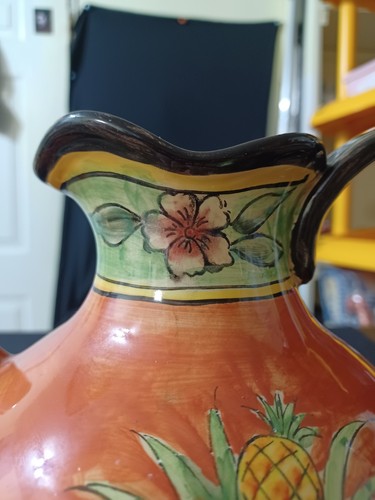 Nuova brocca in ceramica dipinta a mano design elefante Indie occidentali con manico ritorto - Foto 8 di 12