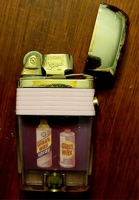 Rare Vintage Scripto Goldenglow vu lighter - Mr. Bubble,Glass Wax.