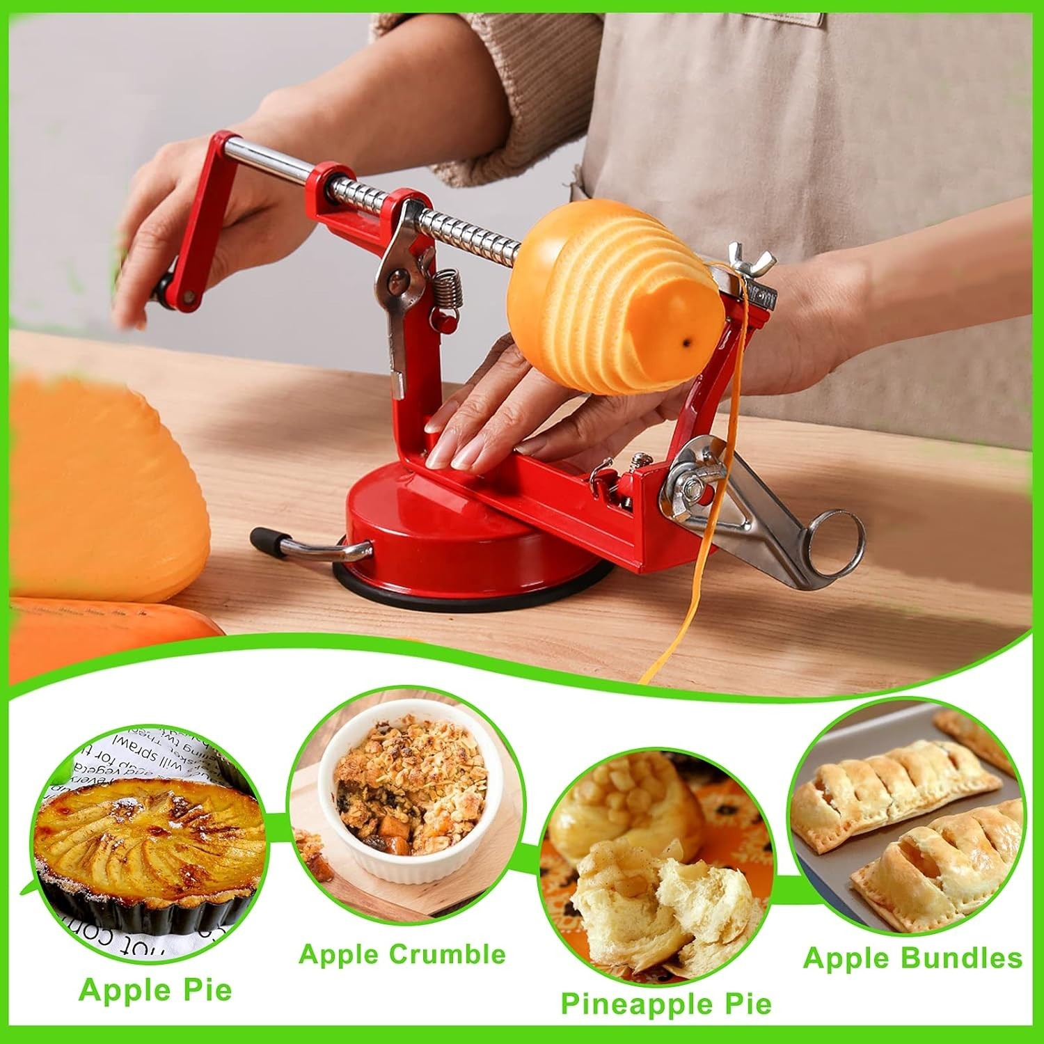 Apple Peeler Corer, Long lasting Chrome Cast Magnesium Alloy Apple Peeler Slicer