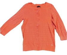 Tommy Hilfiger Cardigan Women  s Large Orange Cable Knit