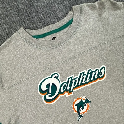Reebok Miami Dolphins Shirt Mens XL Gray Aqua NFL Throwback Football Tee - image 1 of 4