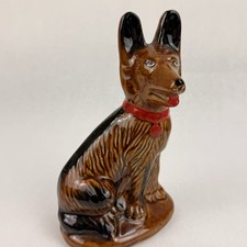 Vintage Ceramic Brown German Shepherd Figurine Brazil 8  Tall 50s