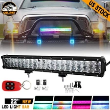 22" LED LIGHT BAR COMBO RGB Halo Color Changing Chasing Strobe Remote Control 20