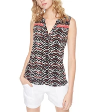 Sanctuary Clothing Womens Border Craft Button Up Shirt, Black, Large