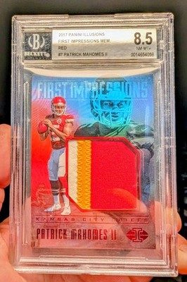 Patrick Mahomes 2017 Panini Illusions First Impressions MEM RED /50 BGS RC