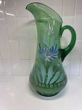 Antique Northwood Victorian Green Enameled Ar...