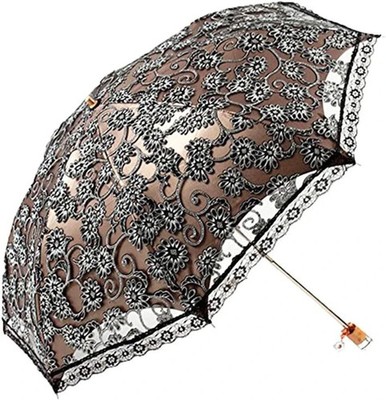 Ladies Lace Parasol Umbrella Anti-UV Protection Sun Shade UPF black
