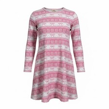 The Beaufort Bonnet Company Girls Pink Fair Isle Bow Snowflake Dress 14