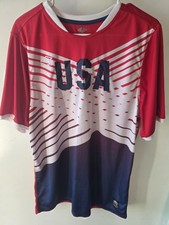 Umbro USA Soccer Jersey Men's Large Red White Blue USMNT World Cup Shirt L M