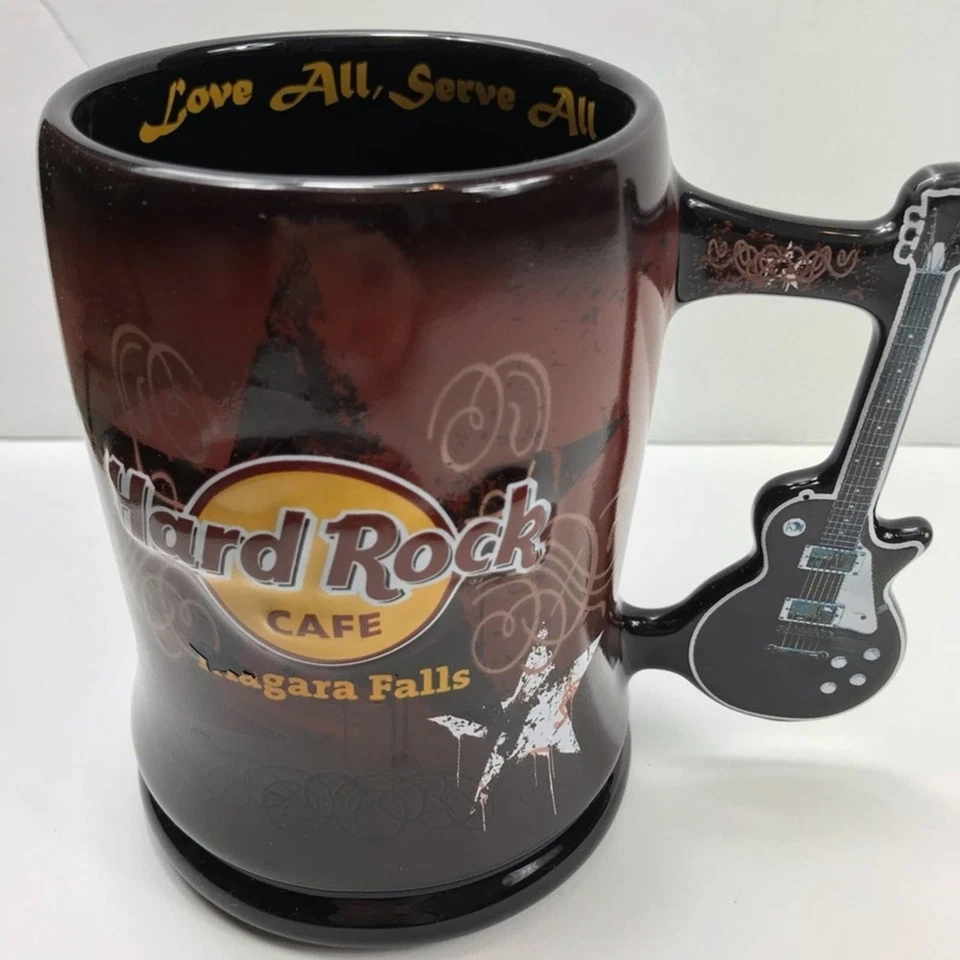 Taza Hard Rock Café Stein Cataratas del Niágara Canadá Guitarra Café 16oz 3 Marrón Rojo Foto 3 de 4