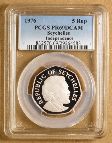 1976 Sechelles 5 Rupees PCGS PR69DCAM