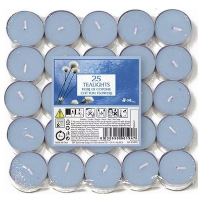 25 x Price's Duftteelichter Kerzen Baumwolle Blumen 4 Stunden Brenndauer