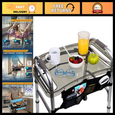 Clear View Walker Tray with Bag, Non-Slip Mat Cup Holder - Food Tray for Foldi