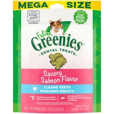 FELINE GREENIES Savory Salmon Flavor Dental Cat Treats 4.6 oz Packs of 1