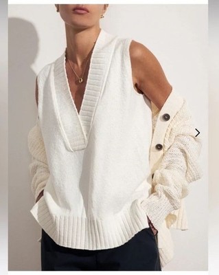 Brochu Walker Celia Sleeveless Sweater White Minimalist Quiet Luxury Women's XS
