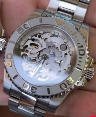 40mm Tandorio Skeleton Dial Japan NH70 Automatic Diver Mens Watch Ceramic Bezel