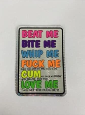 Adult Humor RARE Vintage "Beat Me, Bite Me..." Prism Vending Machine Sticker NOS