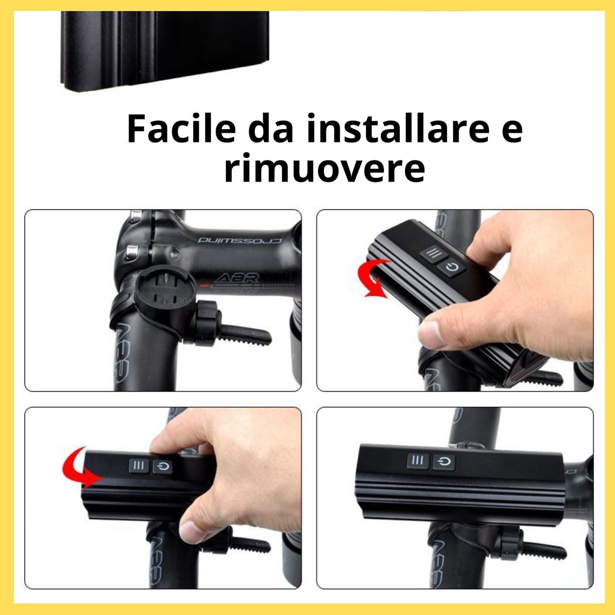 Luce per bicicletta super luminosa LED anteriore USB