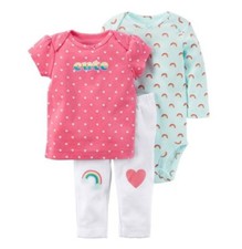 Carter's Baby Girls 3-Pc Set T-Shirt, Bodysuit Pants 3 M NWT