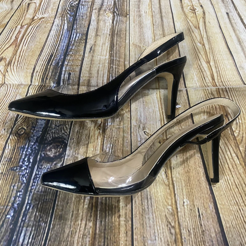 "Tacones de aguja Loslandifen para mujer talla Euro 39 de cuero negro sin cordones de 3 1/2""" Foto 4 de 4