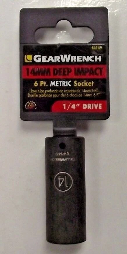 GEAR WRENCH GearWrench 84149 1/4" Drive 6 Point Deep Impact Metric Socket 14mm