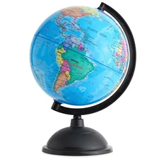 Juvale Rotating World Globe with Stand for Kids Learning, 8-inch Spinning Ear...