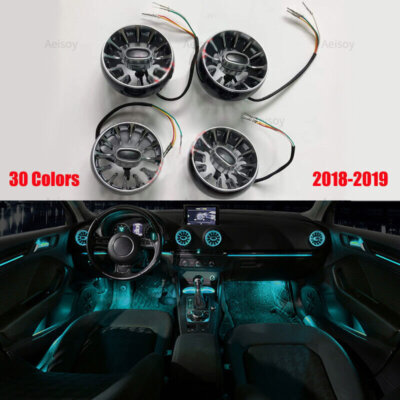 Audi A3エアベント用 LEDアンビエントライトセット(2004-2020) 4PCS For Audi A3 S3 RS3 8V 8Y 8P 2004-2020 Dashboard Air Vent