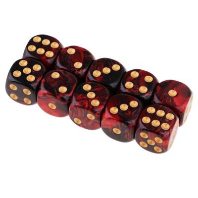 10er Set sechsseitige quadratische opake D6 16 mm Würfel Würfel doppelte Farbe Gold Pip