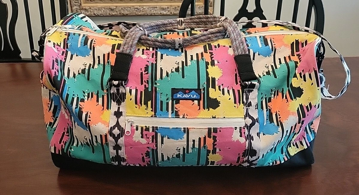 Kavu Rope Duffel Bag Neon Paint Splash 80s Retro eBay