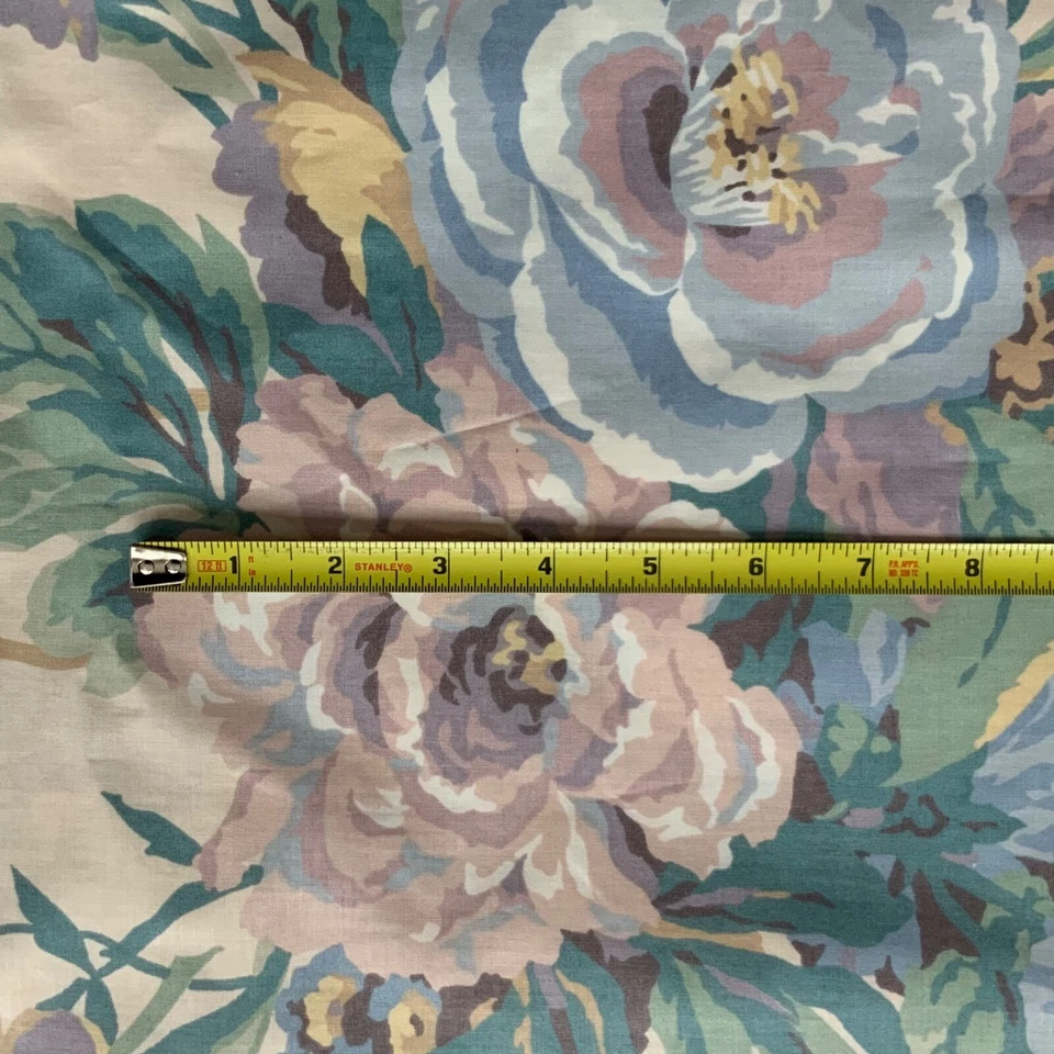 Fabric 11 yds Polished Cotton Chintz Print Floral Pink Blue Robert Kaufman Vtg - Image 3 of 4