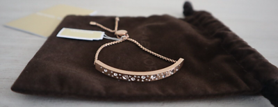 Michael Kors Scattered Pavé Crystals Rose Gold Brushed Bar 