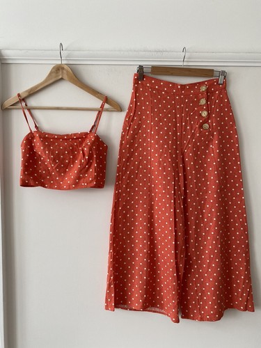 Stradivarius Orange Polka Dot Linen 