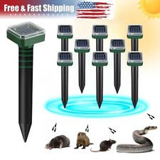 8/16PACK Solar Power Ultrasonic Mice Gopher Mole Pest Snake Repellent