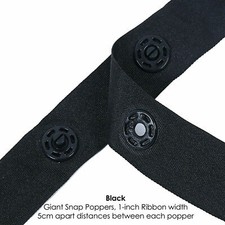 Large Snap Popper Tape Fasten Ribbon Tape,5cms Gap,White or Black,Neotrims UK  