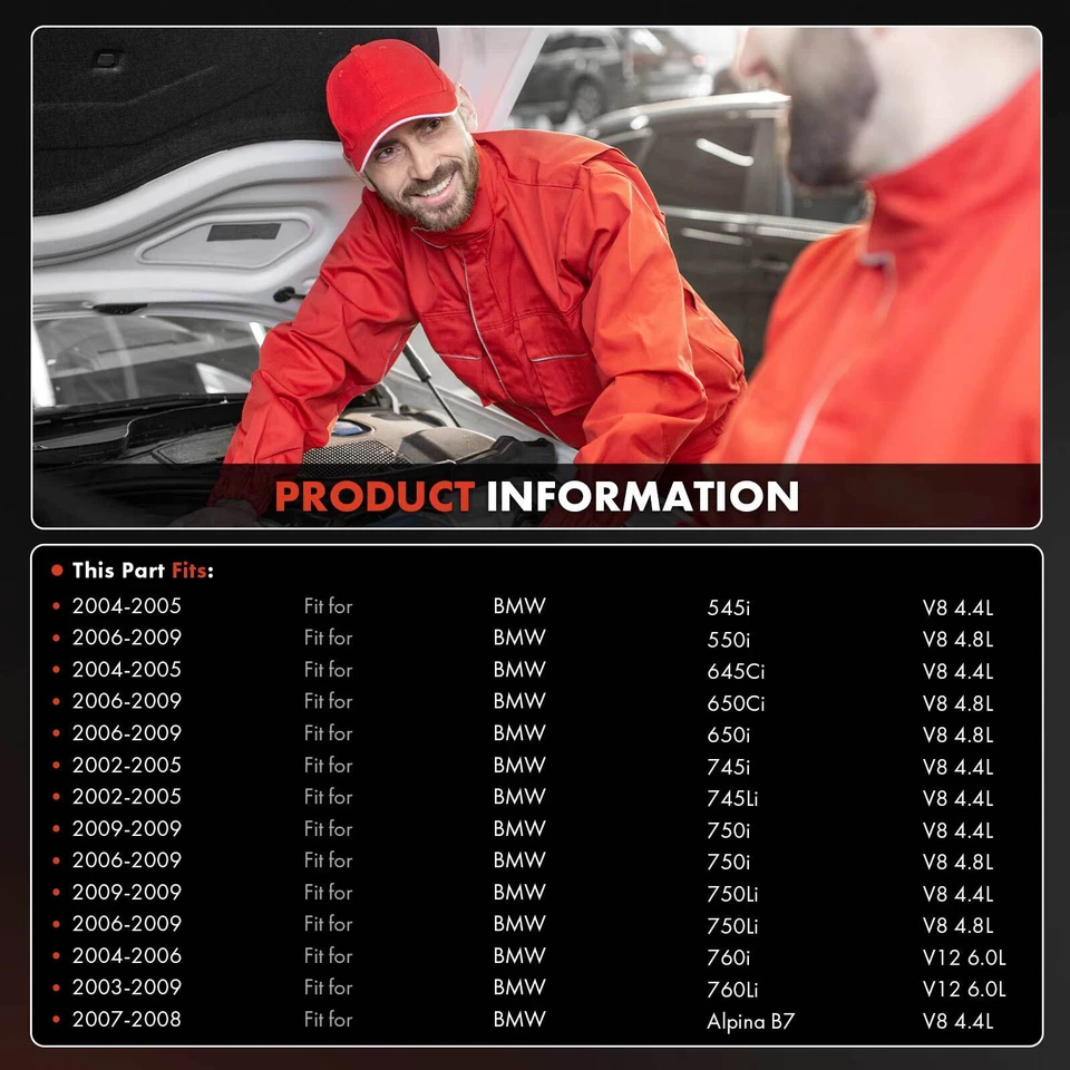 New AC Compressor with Clutch for BMW 545i 550i 650Ci 745i 2004-2009 760Li 4.4L - Imagem 3 de 4