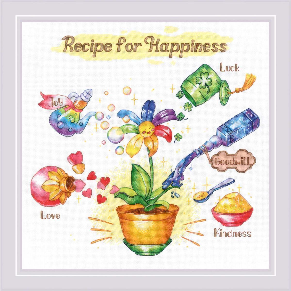 Riolis counted cross stitch kit ""Recipe for Happiness"" 30x30cm, DIY