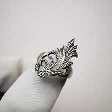 Vintage Chic Filigree 925 Sterling Silver Ring for Women 3.7g