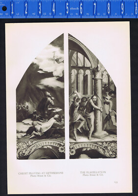 HOLBEIN-Christ Praying at Gethsemane-Flagellation-Betrayal-Caiphas  -1938 Print