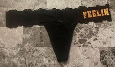 NWT VICTORIA'S SECRET PINK L FEELIN' WITCHY HALLOWEEN LACE RARE THONG PANTIES