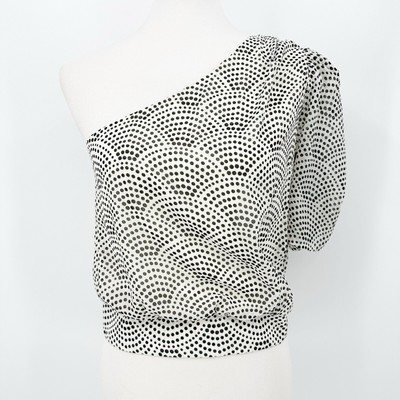 Express Womens One Shoulder Blouse S Polka Dot Asymmetrical Trendy Cropped Top