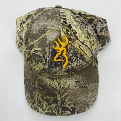 Browning Strapback Hat Men's One Size Green Camo Camouflage Logo Adjustable - Picture 1 of 8